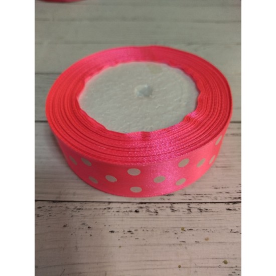 Лента атласная в горох 2.5 см, цена за 1 м